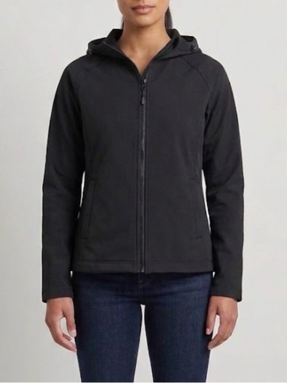 Women’s Black Hooded Zip-Up Jacket